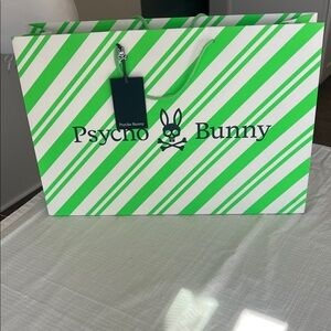 Psycho Bunny Vibrant Green Striped Tote